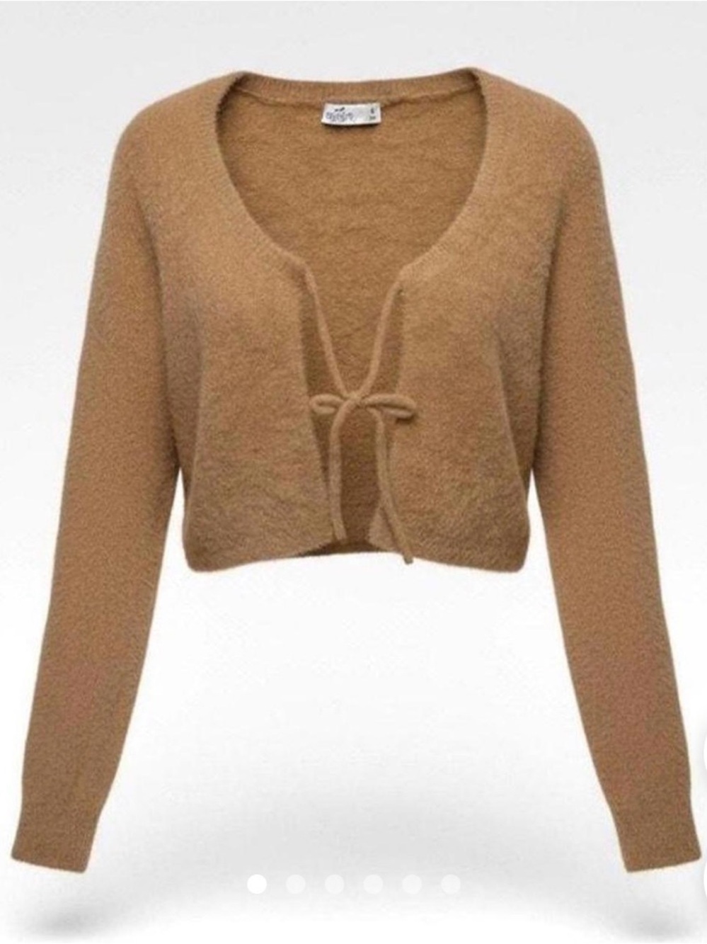 Hollister Cropped Tie-Front Cardigan - Camel Brown